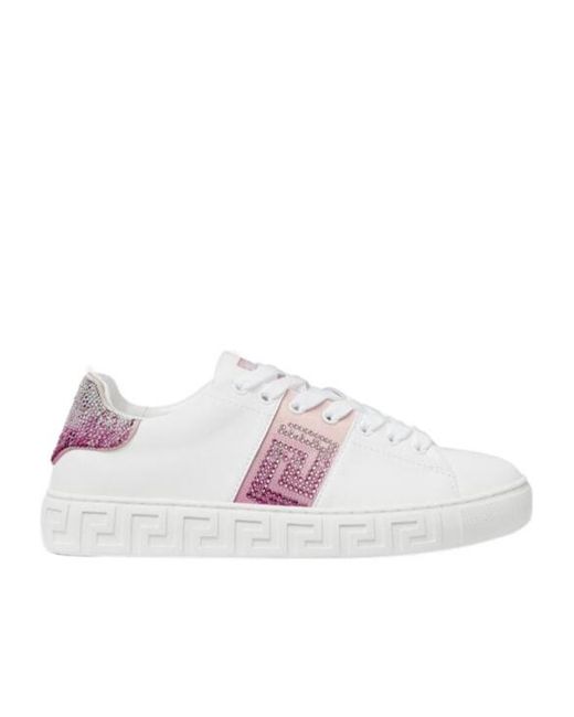 Versace Pink Greca-Embellished Lace-Up Sneakers