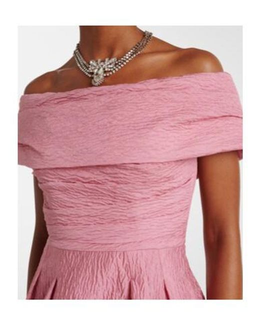 Rebecca Vallance Pink Adalyn Off-Shoulder Brocade Midi Dress