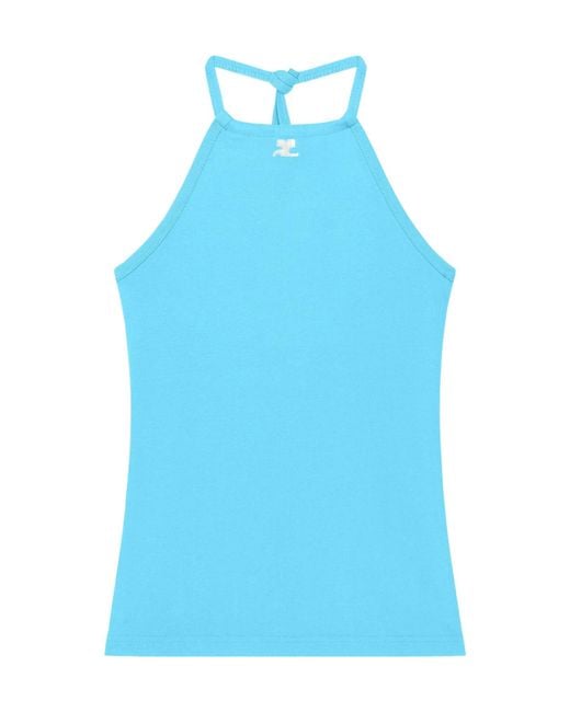 Courreges Blue Courrèges Contrast Tie-Back Tank Top