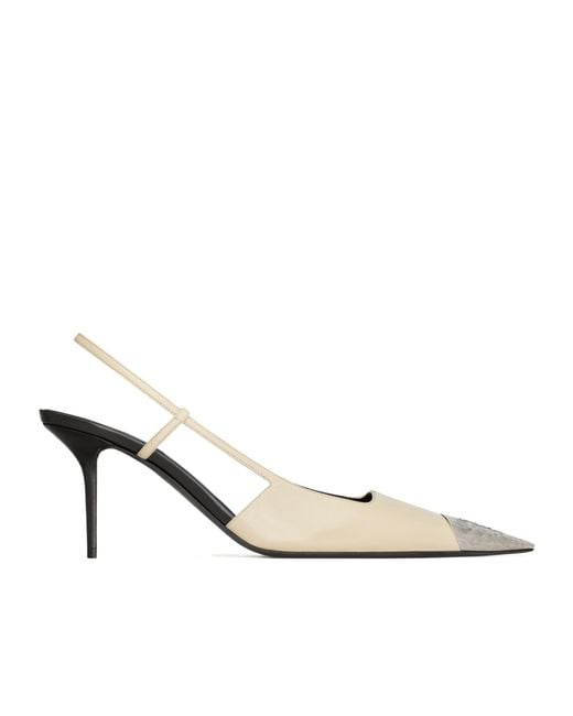 Saint Laurent White Jeanne Slingback Pumps