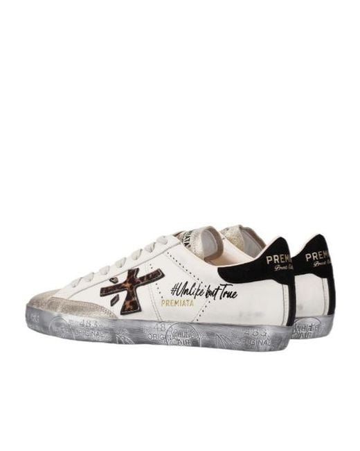 Premiata White Minimalist Low-Top Sneakers