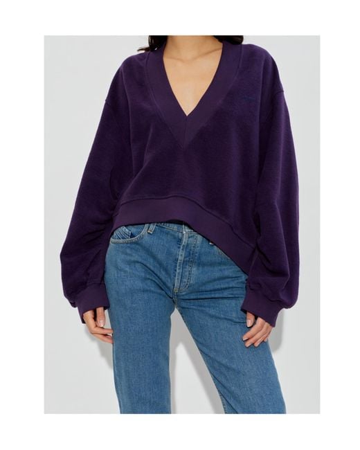 The Attico Blue The V-Neck Logo Detail Sweatshirt