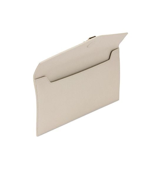 Saint Laurent Natural Uptown Logo Plaque Clutch Bag