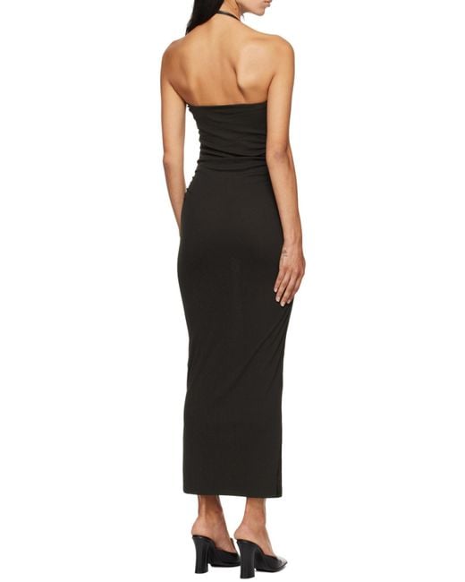 Nanushka Black Ruched Halterneck Midi Dress