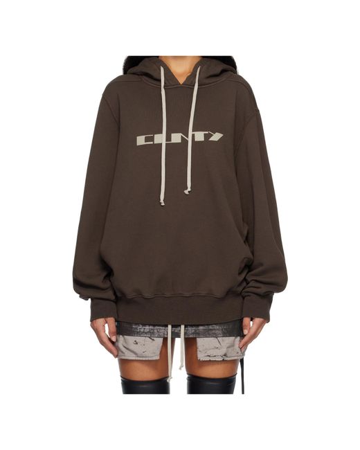 Rick Owens Brown Concordians Oversized Hooded Sweatshirt