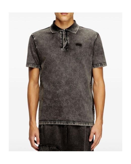 DIESEL Gray T-Rejust-Nc-Den Denim-Effect Polo Shirt for men