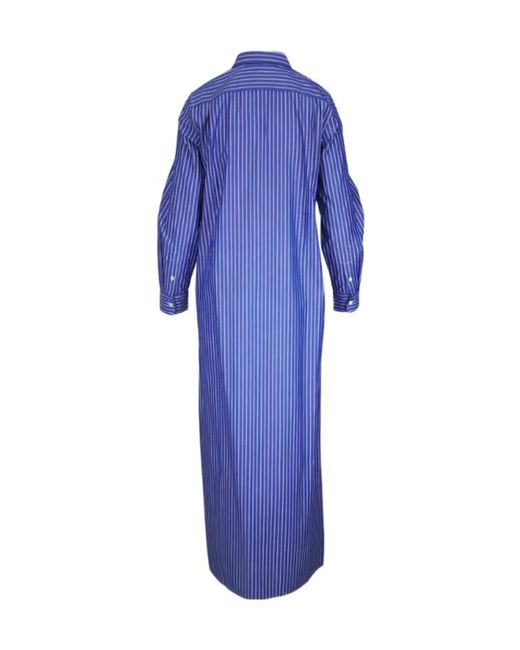 Nili Lotan Blue Striped Shirt Maxi Dress