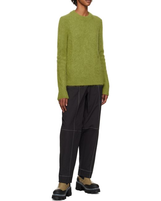 Ganni Gray Stitched Detailed Straight Leg Trousers