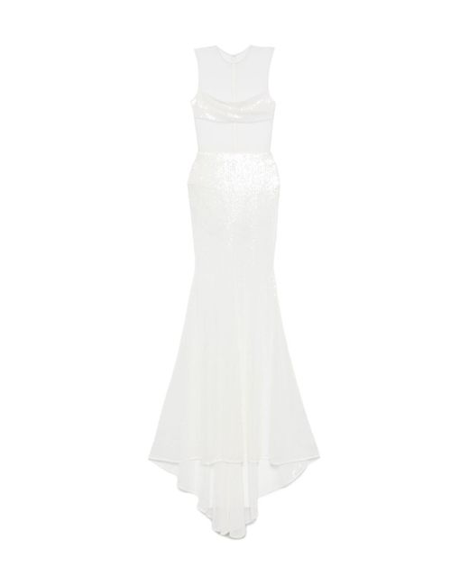 Alex Perry White Sequined Mesh Dress Dress