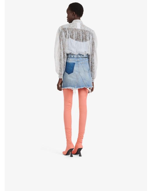 Givenchy Blue Belted Denim Mini Skirt