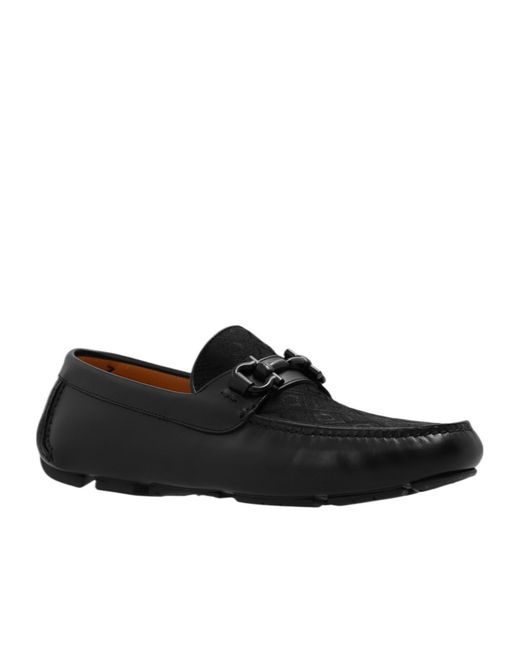 Ferragamo Black Ferragamo Gancini Plaque Driver Loafers for men