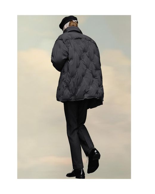 Maison Margiela Black Four-Stitch Detailed Padded Coat for men