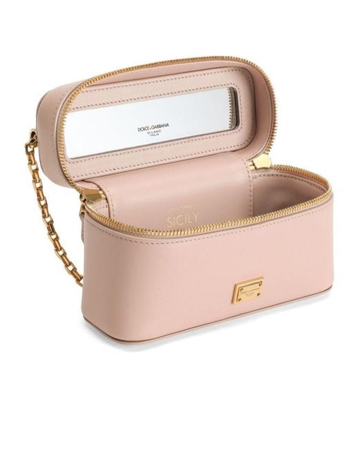 Dolce & Gabbana Pink Sicily Logo Plaque Crossbody Bag