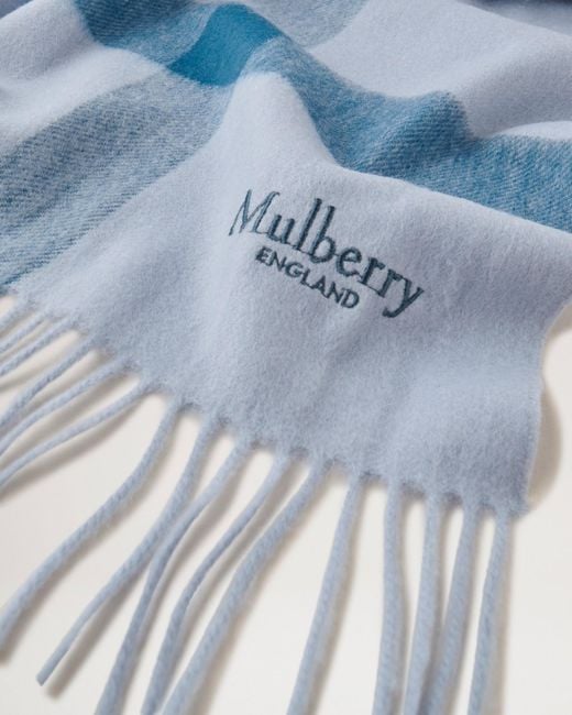 Mulberry Blue Large Plaid Wool Scarf