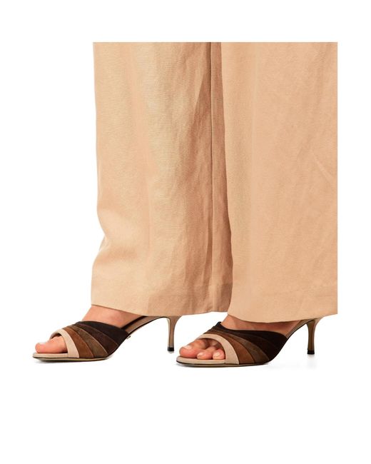 Mach & Mach Natural Colorblock Heeled Mules