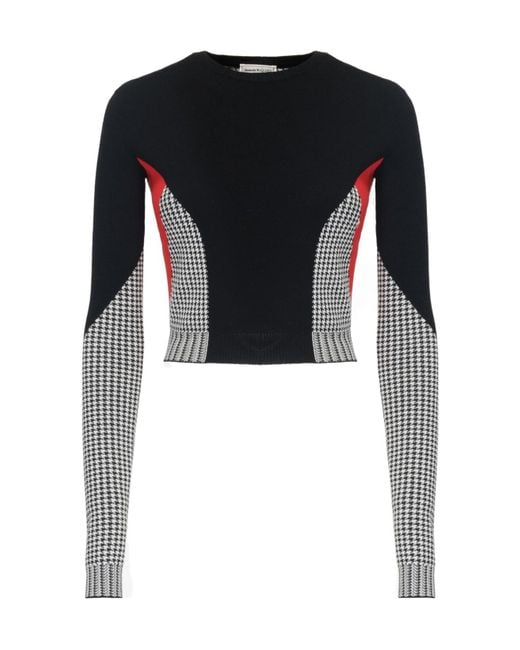 McQueen Black Dogtooth Color-Matching Pullover