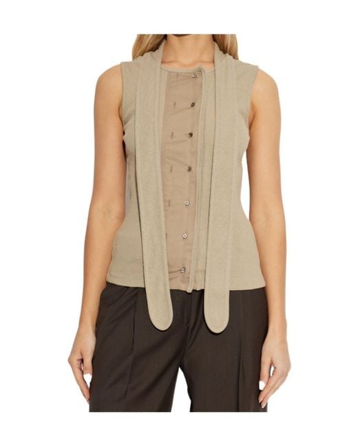 Lemaire Natural Draped Panelled Sleeveless Top