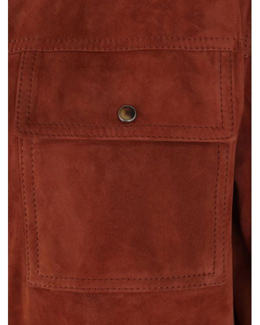 Brunello Cucinelli Brown Pocket Button Suede Jacket