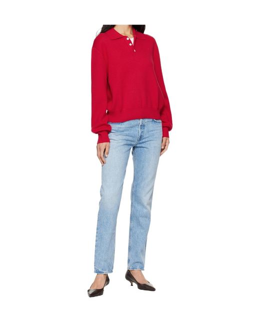 Agolde Red Romney Mid Rise Straight Leg Jeans