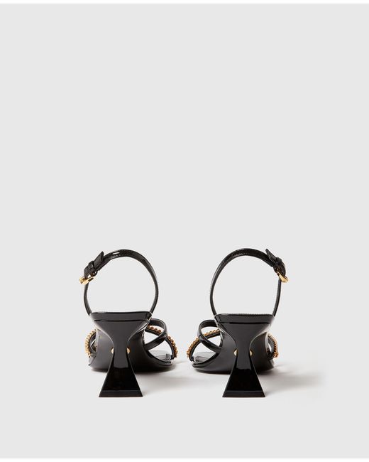 Stella McCartney Metallic Elsa Chain-Embellished Square Sandals