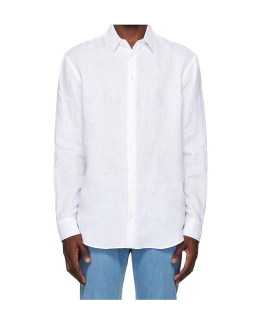 Giorgio Armani White Regular Fit Linen Shirt for men