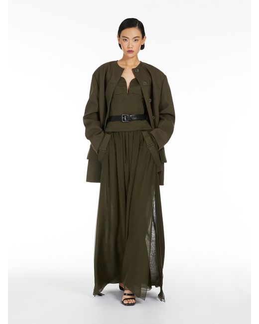 Max Mara Green Recital Buttoned Long-Sleeved Jacket