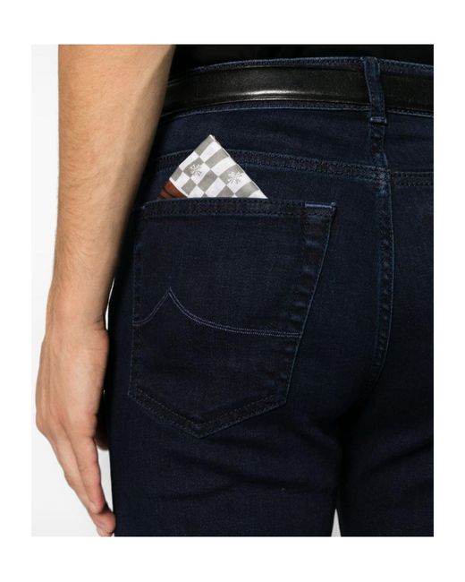 Jacob Cohen Blue Logo Patch Slim-Fit Jeans for men