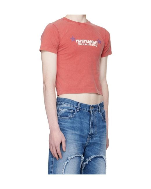 Carne Bollente Blue Crew Neck Short-Sleeved T-Shirt for men