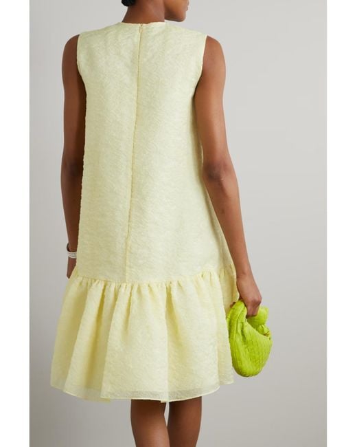 Erdem Yellow Maple Pleated Mini Dress