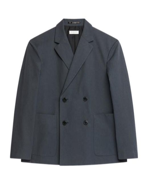 Dries Van Noten Blue Double-Breasted Suit Jacket for men