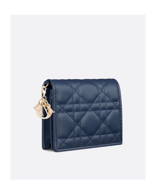 Dior Blue Mini Lady Gardenia Wallet