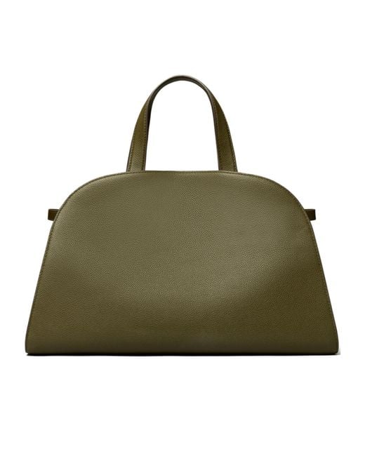 Tory Burch Green Logo-Plaque Leather Tote Bag