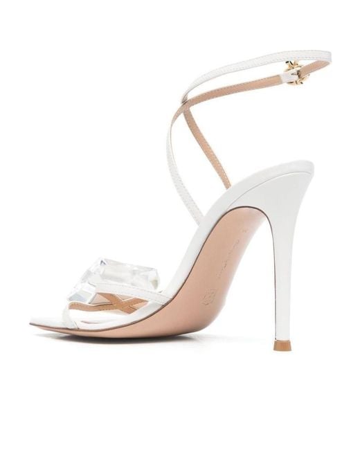 Gianvito Rossi White Crystal Strappy Sandals