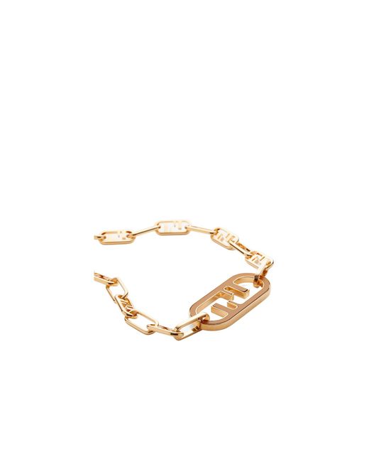 Fendi Metallic Coloured Metal And Leather Choker