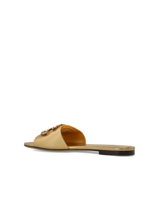Dolce & Gabbana Metallic Round-Toe Slippers