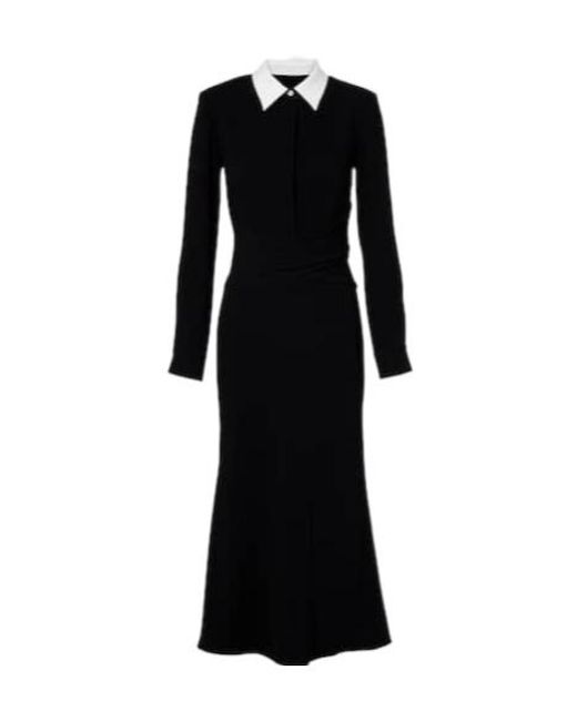 Roland Mouret Black Satin Crepe Midi Dress