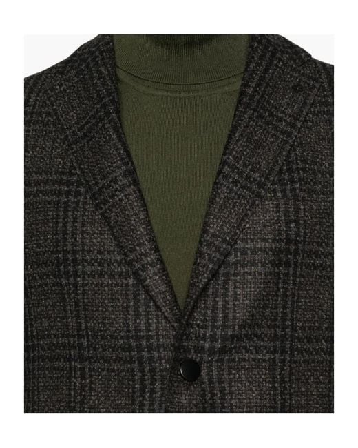 Tagliatore Black Check Patterned Single-Breasted Blazer for men