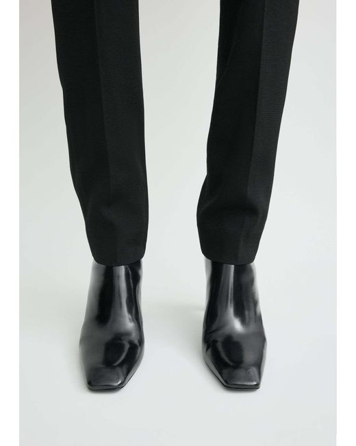 Totême  Black Totême Square-Toe Side Zipped Ankle Boots