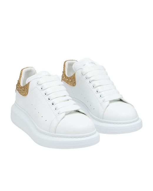 McQueen White Oversized Embellished Low-Top Sneakers