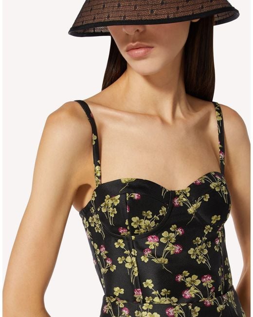 RED Valentino Black Three-Leaf Brocade With Corset