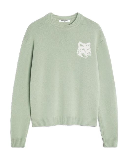 Maison Kitsuné Green Fox-Head Crew-Neck Sweater for men
