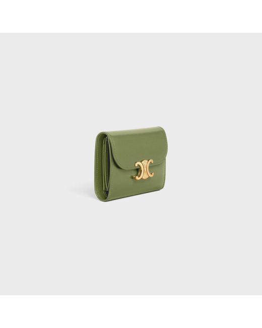Céline Green Small Flap Wallet Triomphe