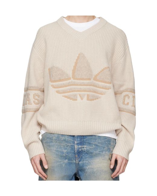 Adidas Originals Blue X Clot By Edison Chen V-Neck Logo Knitwear for men