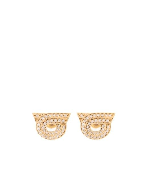 Ferragamo White Logo Earrings