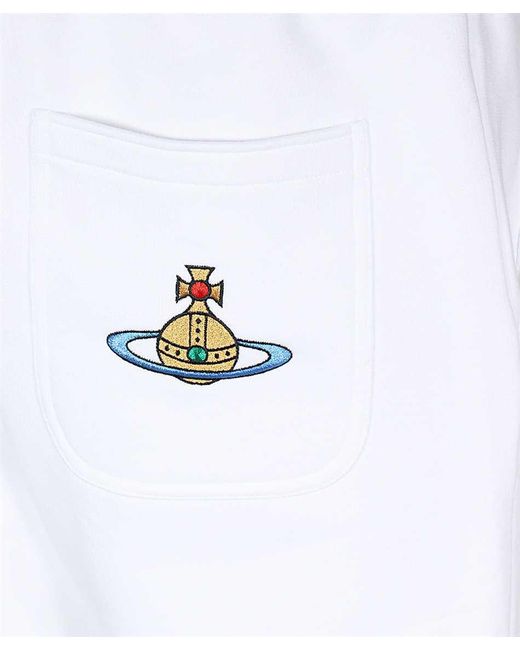 Vivienne Westwood White Orb Embroidered Drawstring Track Pants for men