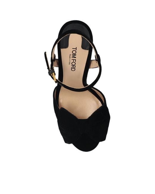 Tom Ford Black Bow-Detailed Platform Sandals