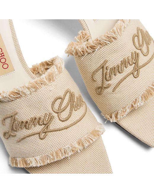 Jimmy Choo Natural Solid Color Heeled Mules