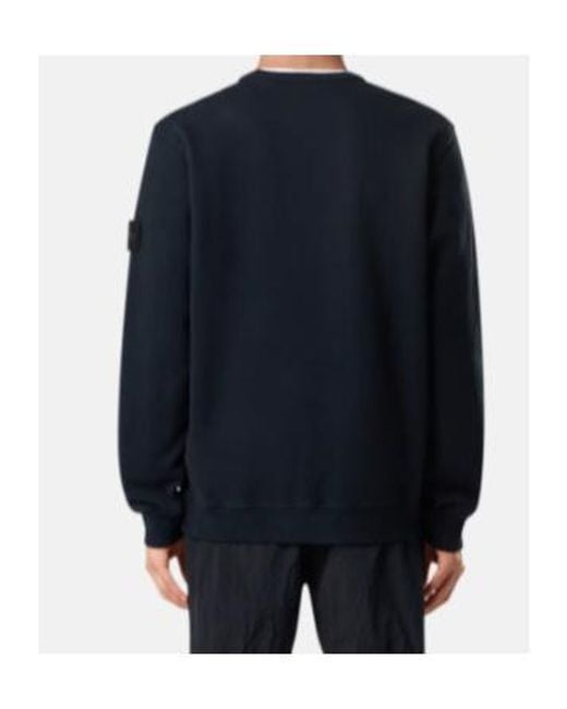 Stone Island Blue Logo Patch Crewneck Sweatshirt for men