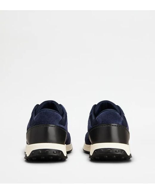 Tod's Blue Panelled Lace-Up Sneakers for men