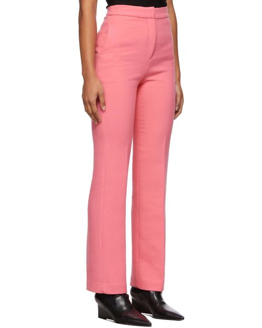 REMAIN Birger Pink High-Waist Casual Straight Pants